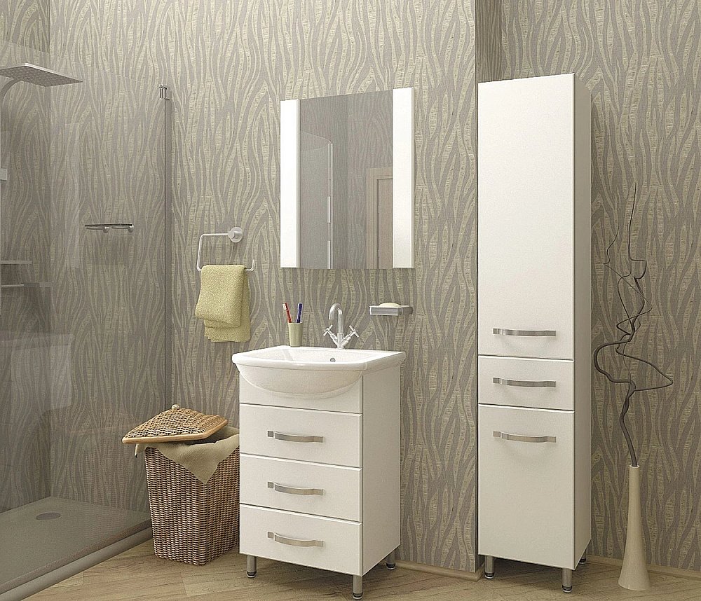 Пенал напольный MIXLINE ДИАМАНТ 522471 35 белый для ванной в интернет-магазине сантехники Sanbest