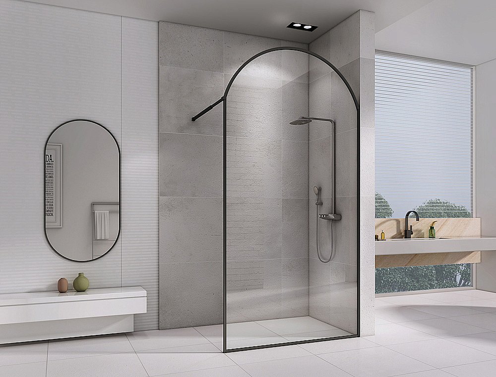 Душевое ограждение Abber IMMER OFFEN 8 120 прозрачное/черный купить в интернет-магазине Sanbest