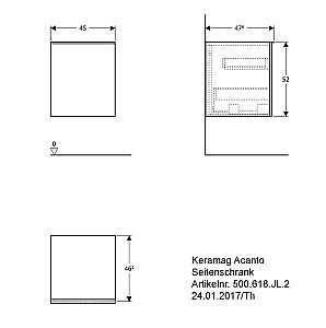 Шкаф Geberit Acanto 500.618.JK.2 45 серый для ванной в интернет-магазине сантехники Sanbest