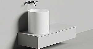 Раковина накладная Salini Armonia 04 130118G 46 из искусственного камня S-Sense, белая глянцевая купить в интернет-магазине Sanbest