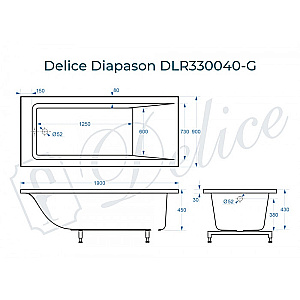 Ванна Delice Diapason DLR330040-G 190х90 белая купить в интернет-магазине Sanbest