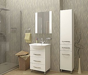 Пенал напольный MIXLINE ДИАМАНТ 522471 35 белый для ванной в интернет-магазине сантехники Sanbest