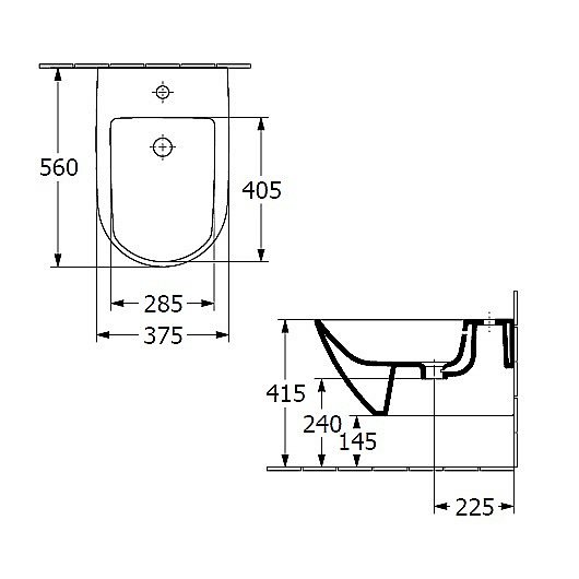 Биде подвесное Villeroy&Boch Antao 541100RW белый матовый купить в интернет-магазине Sanbest