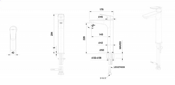 Смеситель для раковины Bravat Rhein F1429564BW-A-ENG купить в интернет-магазине сантехники Sanbest