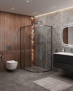 Душевой уголок Cezares Molveno 90x120 RH-1-120/90-C-GM-IV стекло прозрачное/профиль матовая оружейная сталь купить в интернет-магазине Sanbest