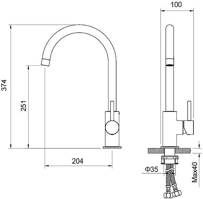 Смеситель для кухни Aquatek Европа AQ1382CR хром купить в интернет-магазине сантехники Sanbest