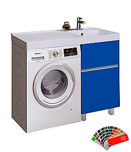 Тумба с раковиной напольная Lotos 110 под стиральную машину, любой цвет на заказ для ванной в интернет-магазине Sanbest