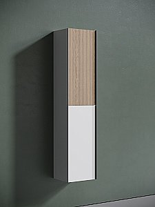 Пенал подвесной Sancos DELTA PDL35W дуб светлый/белый для ванной в интернет-магазине сантехники Sanbest