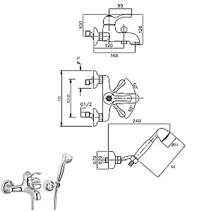 Смеситель для ванны Migliore Lem Crystal ML.LEM-1902K хром купить в интернет-магазине сантехники Sanbest