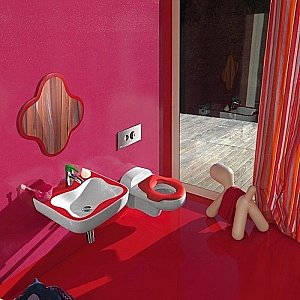 Раковина детская Laufen Florakids 8.1503.1.062.104.1 белая, розовая купить в интернет-магазине Sanbest