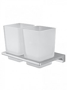 Два стакана для зубных щеток с держателем WONZON & WOGHAND ECLIPSE, Хром (WW-9128) купить в интернет-магазине сантехники Sanbest
