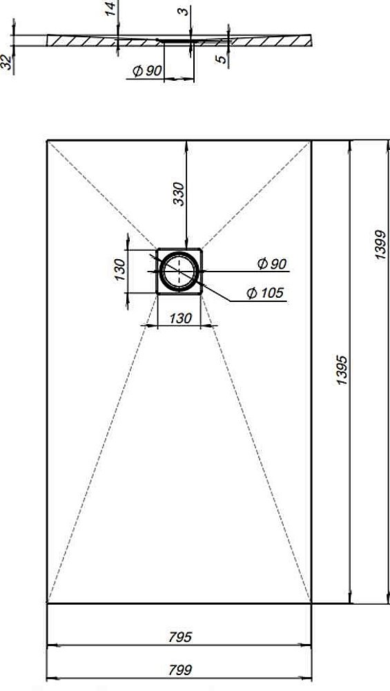 Душевой поддон Aquanet Pleasure 140х80 черный купить в интернет-магазине Sanbest