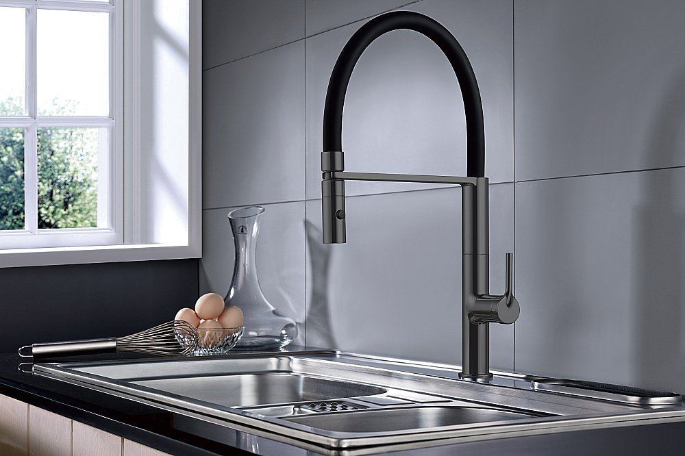 Смеситель для кухни Vincea VKF-114GM вороненая сталь купить в интернет-магазине сантехники Sanbest