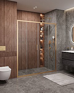 Душевая дверь Cezares MOLVENO-BF-2-170-C-BORO-IV брашированное золото купить в интернет-магазине Sanbest