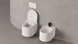Унитаз подвесной  Salini Gemelli 240121KSM безободковый, с крышкой микролифт, белый матовый купить в интернет-магазине Sanbest