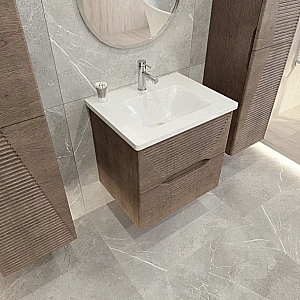 Тумба с раковиной Caprigo Modo-Terza 60 с интегрированной ручкой, скайрос для ванной в интернет-магазине Sanbest