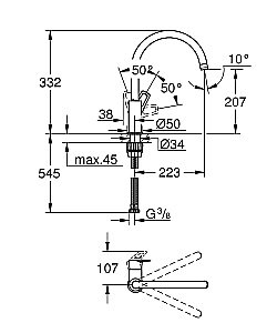 Смеситель для кухни Grohe BauLoop 31368001 хром купить в интернет-магазине сантехники Sanbest