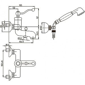 Смеситель для ванны PAINI Duomo 88CR105KM хром купить в интернет-магазине сантехники Sanbest