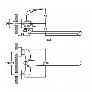 Смеситель для ванны Orange Alfi M18-211cr купить в интернет-магазине сантехники Sanbest