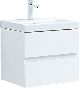 Тумба с раковиной Aquanet Беркли 302347 50 белый глянец для ванной в интернет-магазине Sanbest