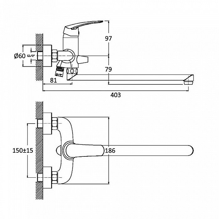 Смеситель для ванны Orange Alfi M18-211cr купить в интернет-магазине сантехники Sanbest