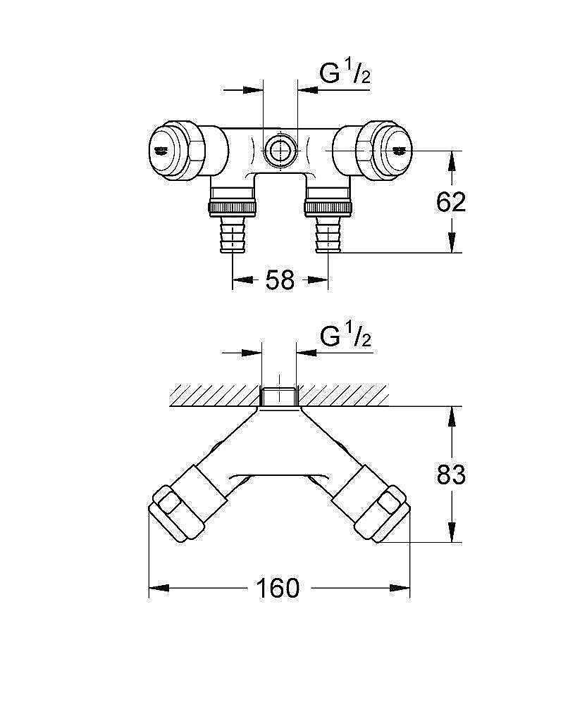 Двойной вентиль Grohe Eggeman 41020000 купить в интернет-магазине сантехники Sanbest