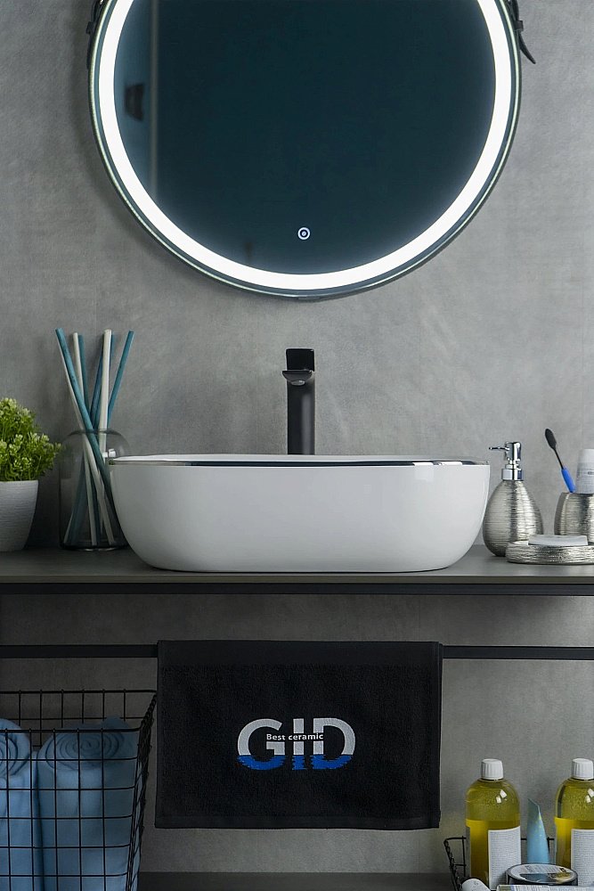 Раковина накладная Gid 50 D1302H011 53305 белая, хром купить в интернет-магазине Sanbest