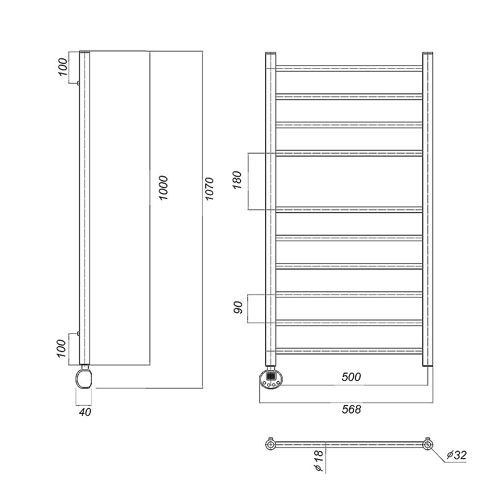 Полотенцесушитель электрический Domoterm Медея П10 500x1000 E хром купить в интернет-магазине сантехники Sanbest