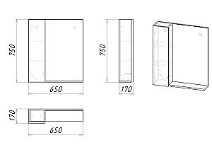 Зеркало со шкафом Grossman Альба 206501 65 веллингтон/белый в ванную от интернет-магазине сантехники Sanbest