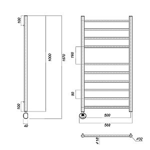 Полотенцесушитель электрический Domoterm Медея П10 500x1000 E хром купить в интернет-магазине сантехники Sanbest