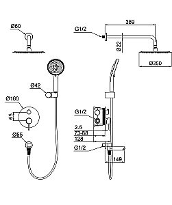 Душевая система WONZON & WOGHAND SOLO WW-939032-BN брашированный никель купить в интернет-магазине сантехники Sanbest