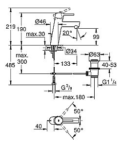 Смеситель для раковины Grohe Concetto 23450001 хром купить в интернет-магазине сантехники Sanbest