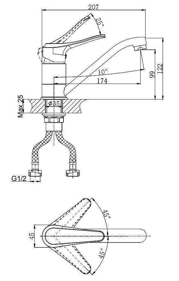 Смеситель для кухни Rush Jawa JA0735-25 купить в интернет-магазине сантехники Sanbest
