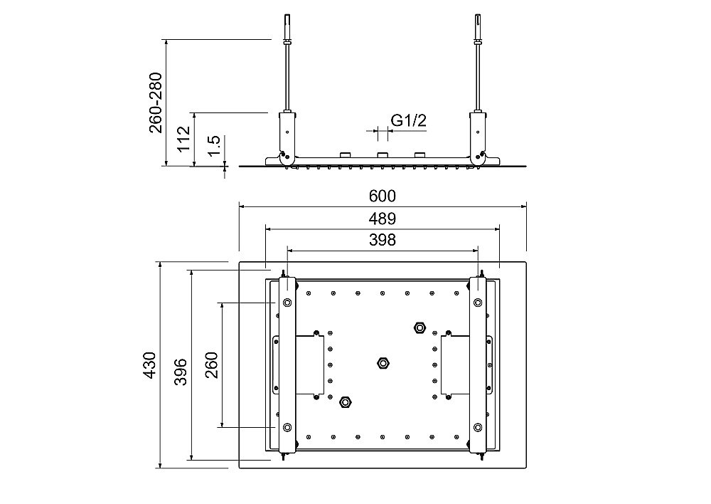 Верхний душ Aquatek AQ2083CR 600х430 хром купить в интернет-магазине сантехники Sanbest