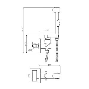 Гигиенический душ Rossinka X25-57 купить в интернет-магазине сантехники Sanbest