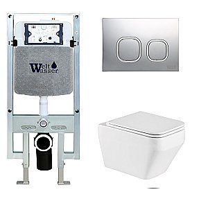 Унитаз с инсталляцией WeltWasser AMBERG 497 ST + HOFBACH 041 GL-WT + AMBERG RD-CR купить в интернет-магазине Sanbest
