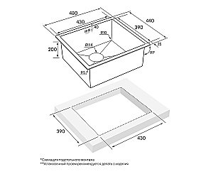 Кухонная мойка Paulmark Marx 48 PM254844-GM вороненая сталь купить в интернет-магазине сантехники Sanbest