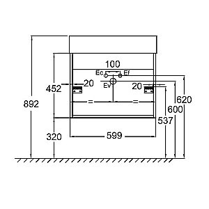 Тумба с раковиной Jacob Delafon VIVIENNE 60 белый глянцевый/серый матовый для ванной в интернет-магазине Sanbest