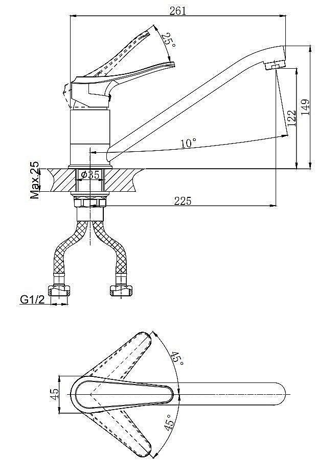 Смеситель для кухни Rush Jawa JA0735-26 купить в интернет-магазине сантехники Sanbest