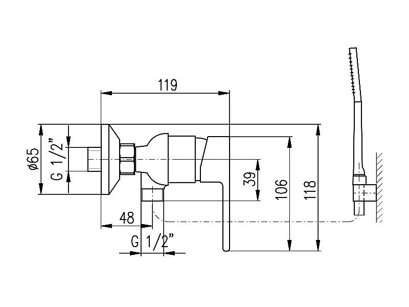 Смеситель для душа Rav-Slezak Vltava VTE481.5/1 хром купить в интернет-магазине сантехники Sanbest