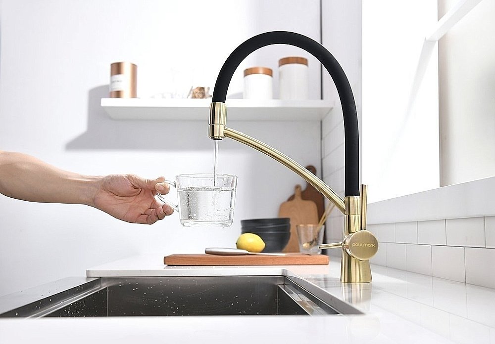 Смеситель для кухни Paulmark Sigen Si213111-BR Бронза, Черный купить в интернет-магазине сантехники Sanbest