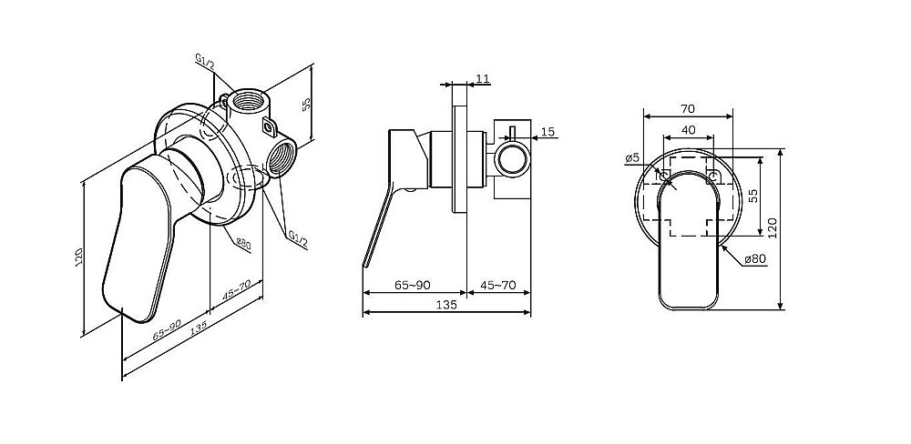 Смеситель для душа AM.PM X-Joy F85A65000 купить в интернет-магазине сантехники Sanbest