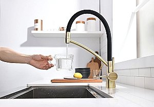 Смеситель для кухни Paulmark Sigen Si213111-BR Бронза, Черный купить в интернет-магазине сантехники Sanbest