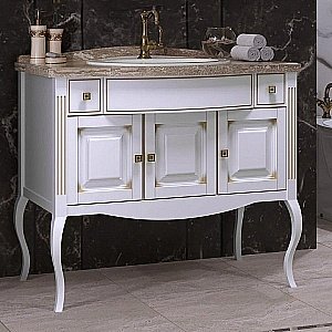 Тумба с раковиной Опадирис Лаура 100 со столешницей белый/swarovski золото для ванной в интернет-магазине Sanbest