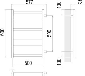Полотенцесушитель водяной Terminus Аврора П6 500х600 с боковым подключением 500 купить в интернет-магазине сантехники Sanbest
