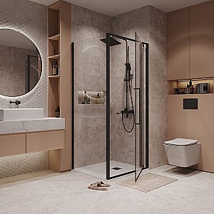 Душевой уголок Niagara Nova NG-85-9AB/NG-A90B-34 90х90 стекло прозрачное/профиль черный матовый купить в интернет-магазине Sanbest