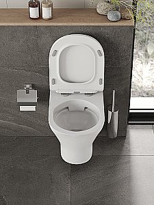 Унитаз подвесной Orange CI01-100W+APB244 безободковый, с крышкой микролифт, с инсталляцией, белый/кнопка черная купить в интернет-магазине Sanbest