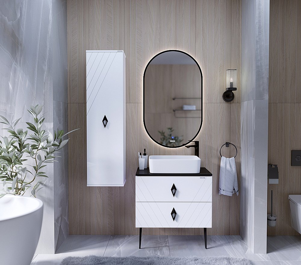 Столешница Grossman Вива 70 507003 черная глянцевая для ванной в интернет-магазине сантехники Sanbest