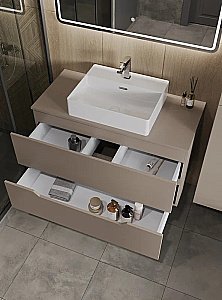 Тумба с раковиной Orange Line 100 Li-100TuLMDF+B04-500W латте/белый для ванной в интернет-магазине Sanbest