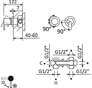 Смеситель для душа Cezares LEAF-VDIM3-L-NOP Черный матовый купить в интернет-магазине сантехники Sanbest